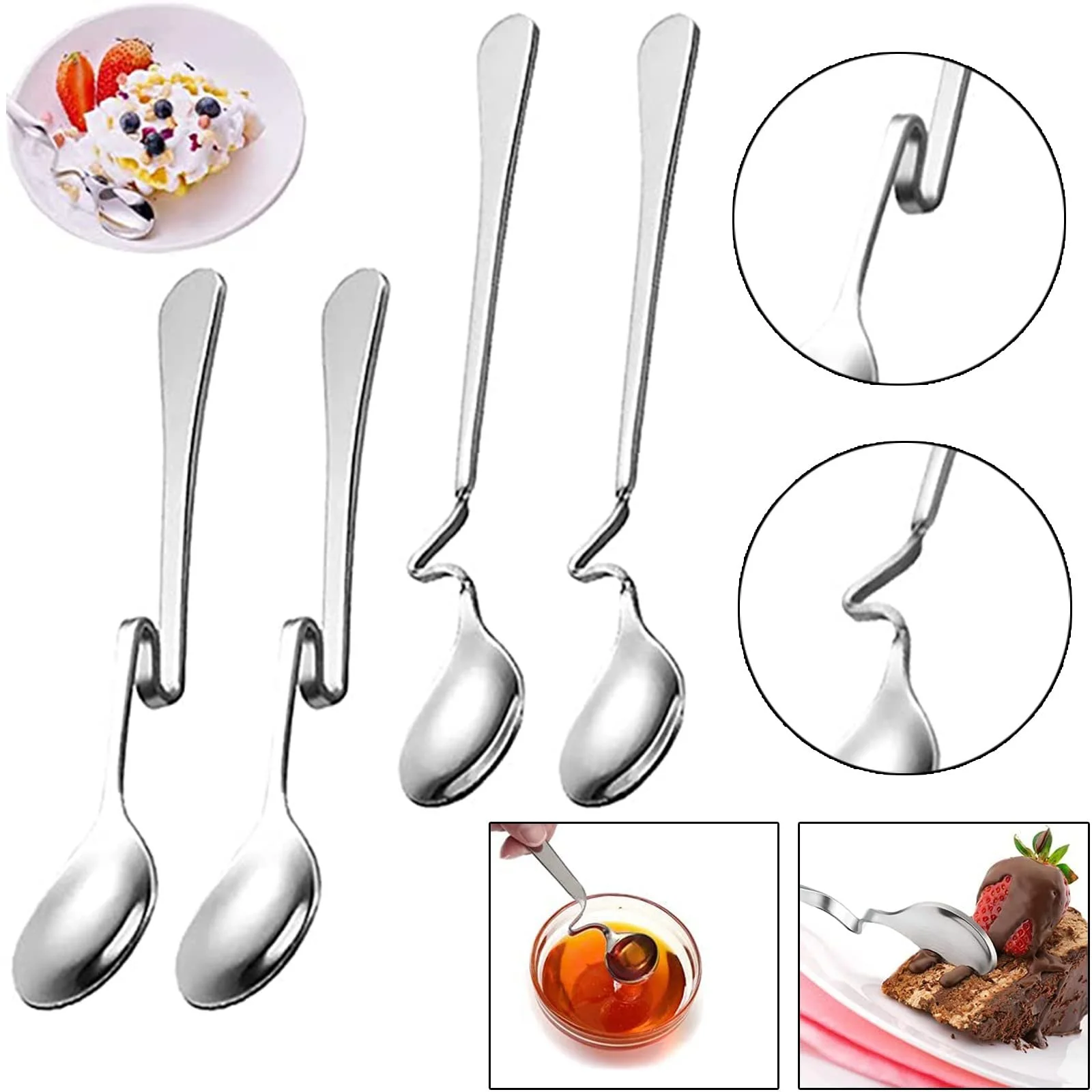Ложка Kiwi, Спираль Honey, Ложка для меда, Ложка для джема, Ложка для кофе, Серебряный набор для меда с ложкой для всех чашек, стаканов, стеклянных бутылок, чайников и коктейлей, Идеальный набор для столовой посуды и чайной церемонии, фото №3
