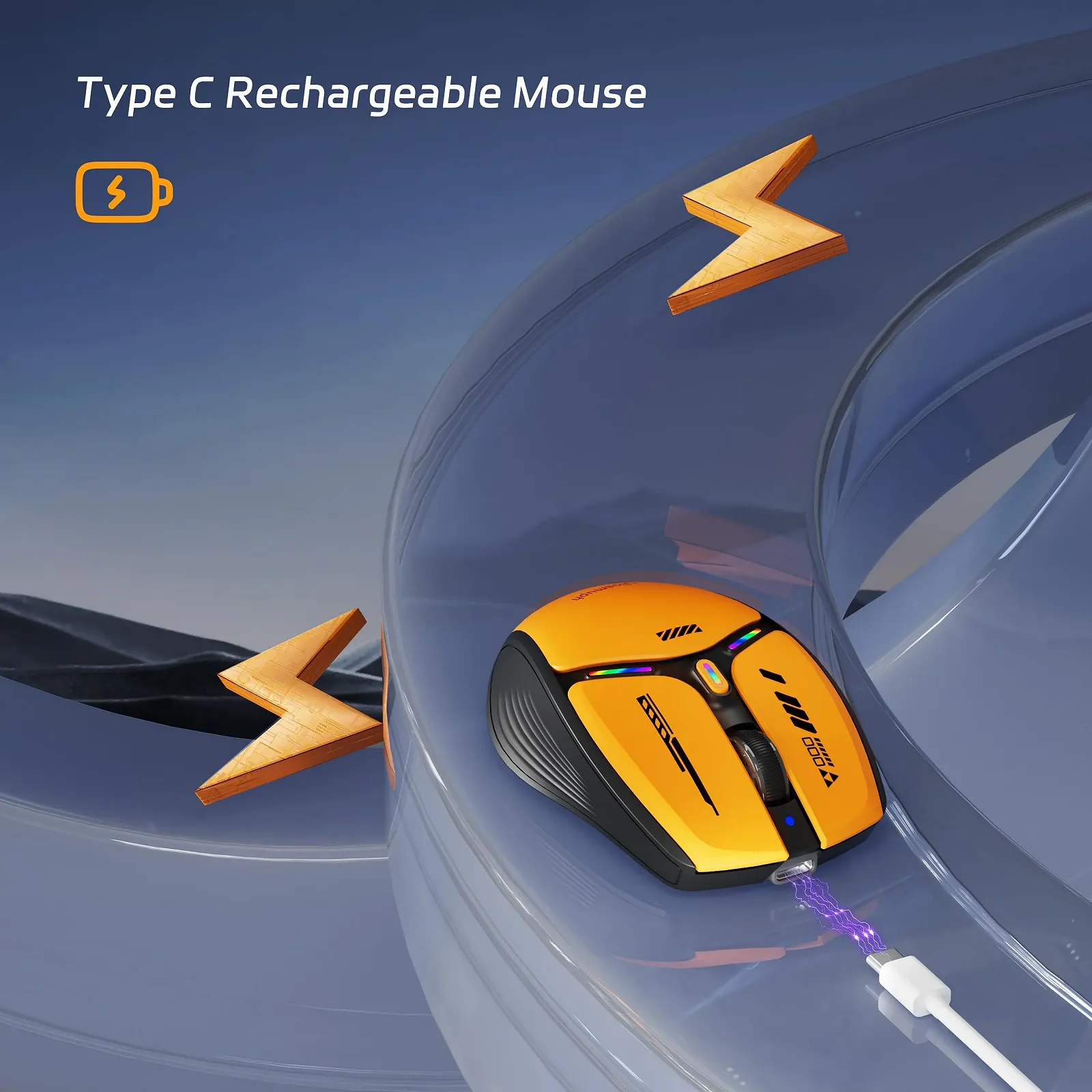 Миша Uiosmuph G19 Bluetooth, бездротова, світлодіодна (Tri-Mode: BT 5.1/5.0+2.4G), видимий рівень заряду батареї, 1600 DPI, оптична, USB, акумуляторна, фото №3