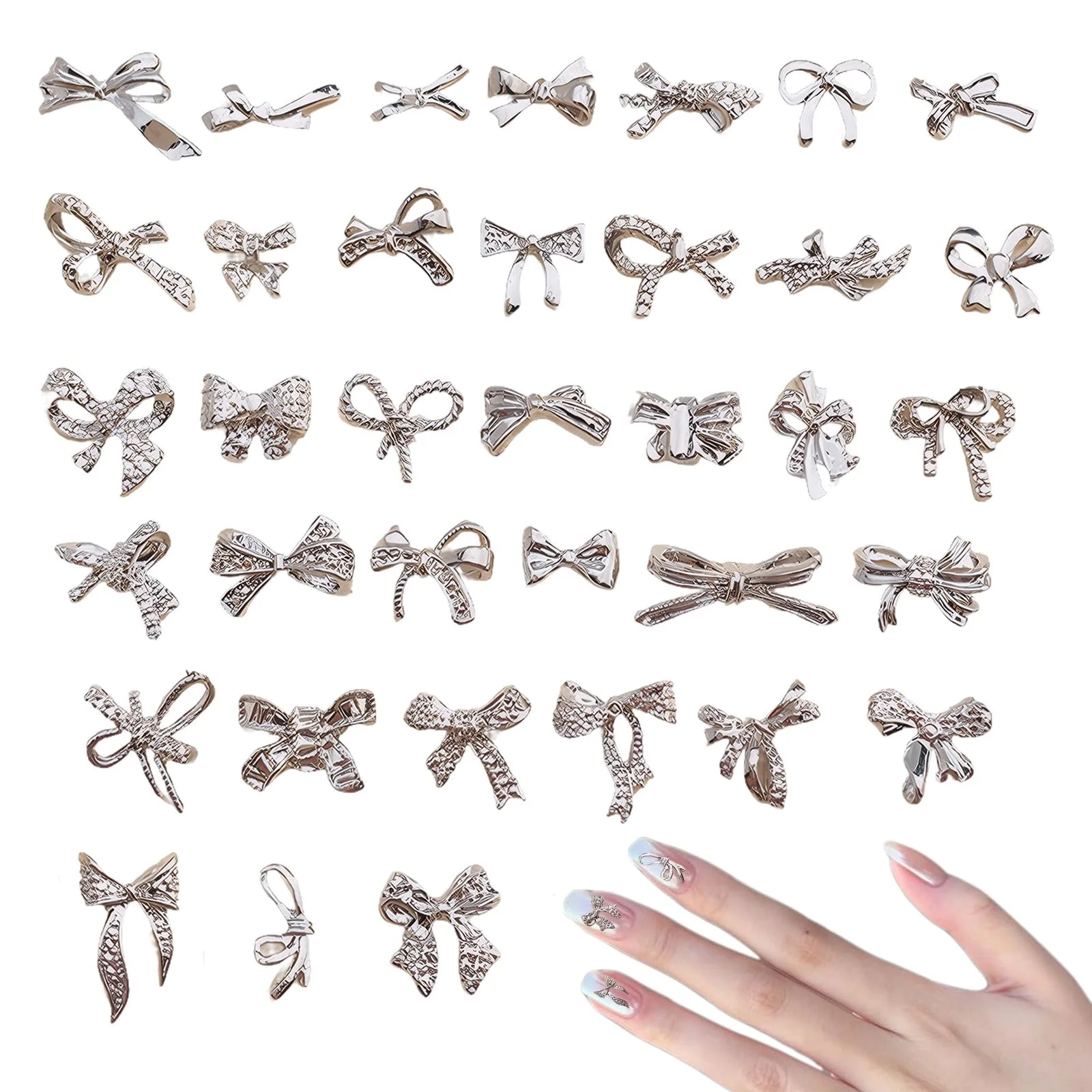 Украшения для ногтей Набор 36 шт Сердце, Бабочка и Бант, фото №1