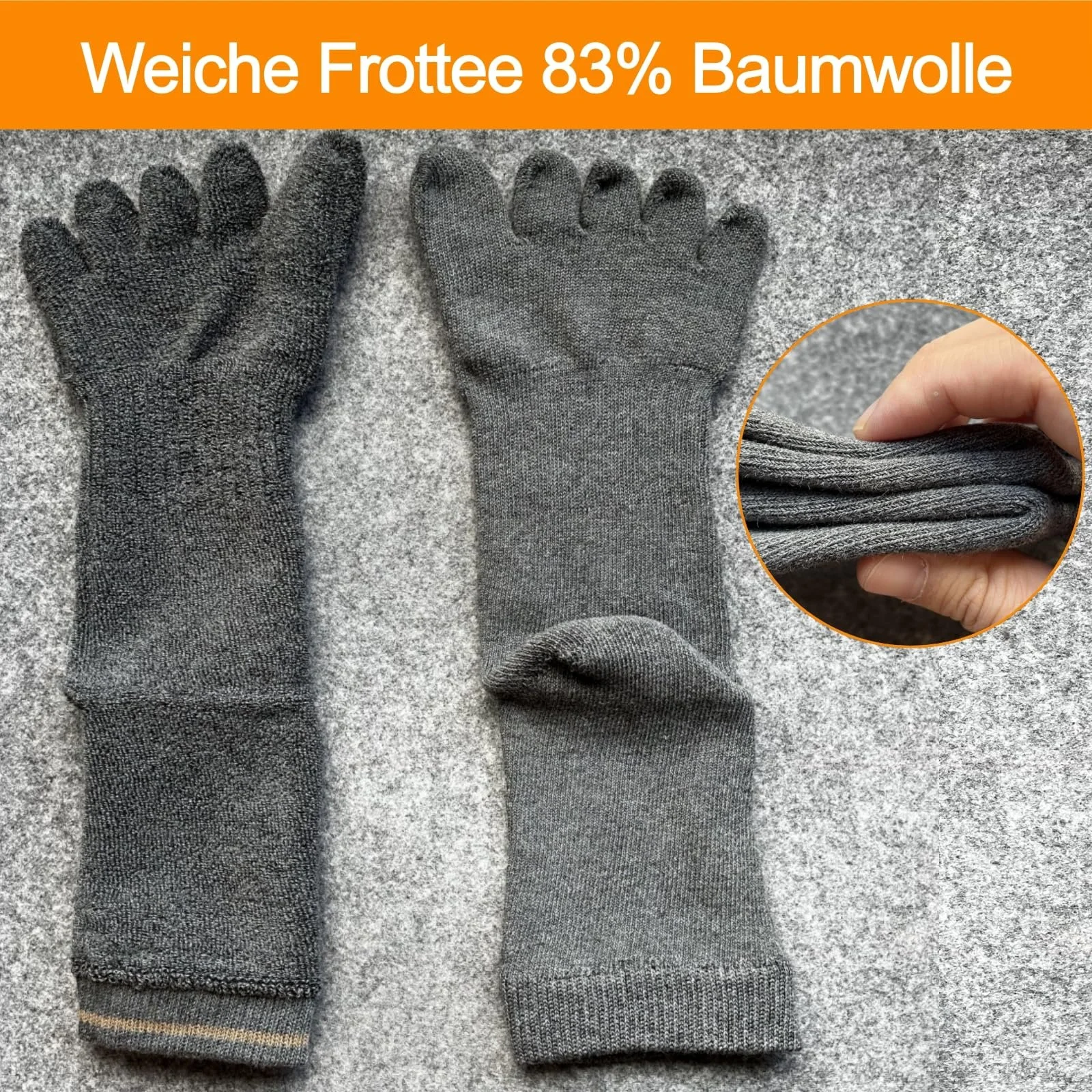Шкарпетки з махрової тканини для пальців ніг Унісекс U898, фото №4