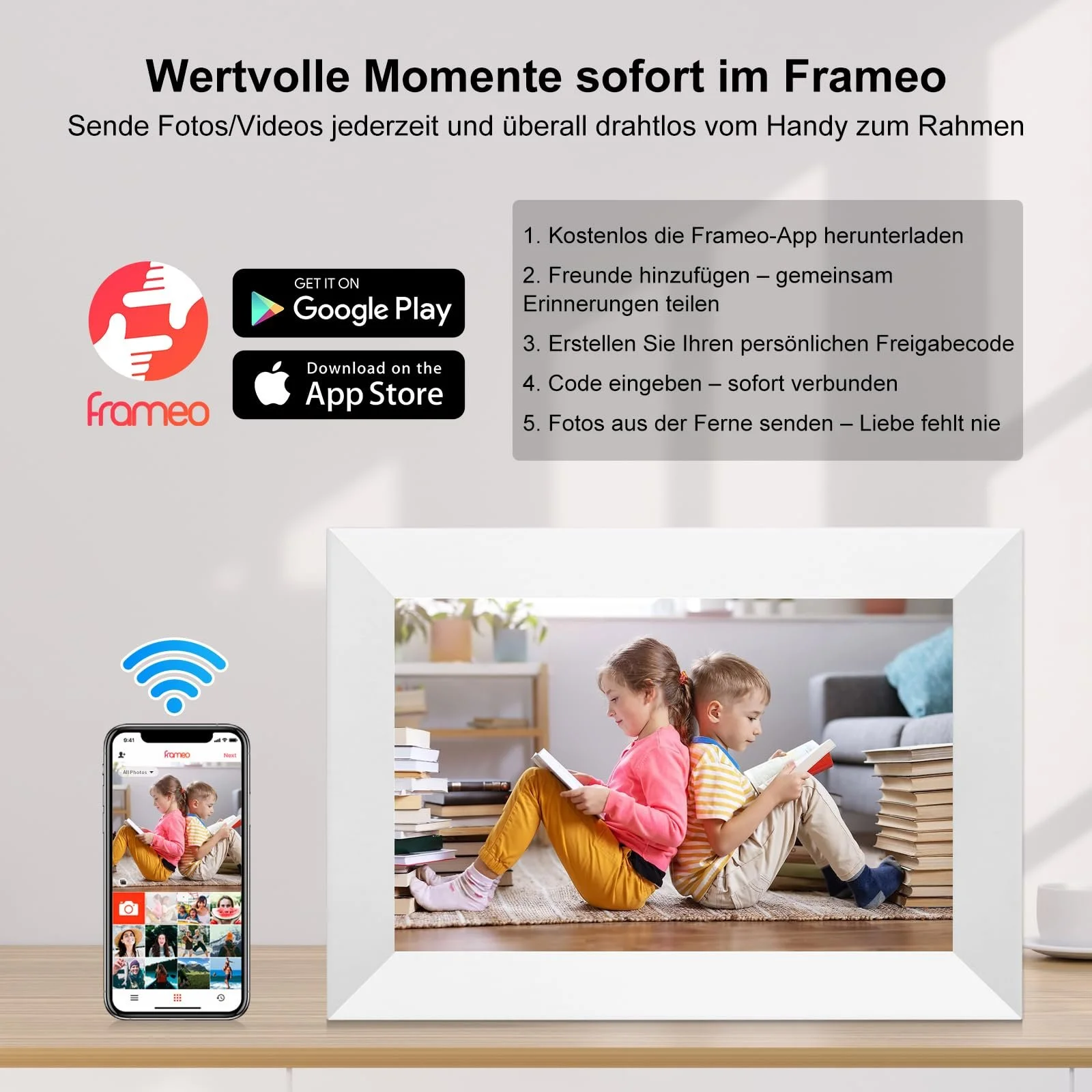 Цифровая фоторамка Frameo 10.1" HD IPS Touchscreen WiFi 16 ГБ White, фото №2
