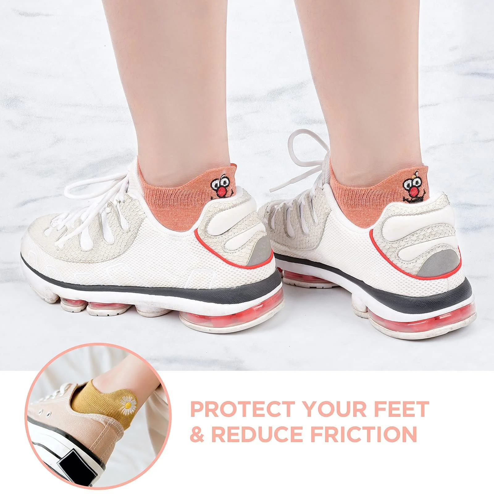 Носки Sneaker Girls' 10 пар Хлопок с высокой плотностью Удобные Милые вышитые женские носки Забавные (Случайный цвет), One Size, Мультяшные носки, фото №4