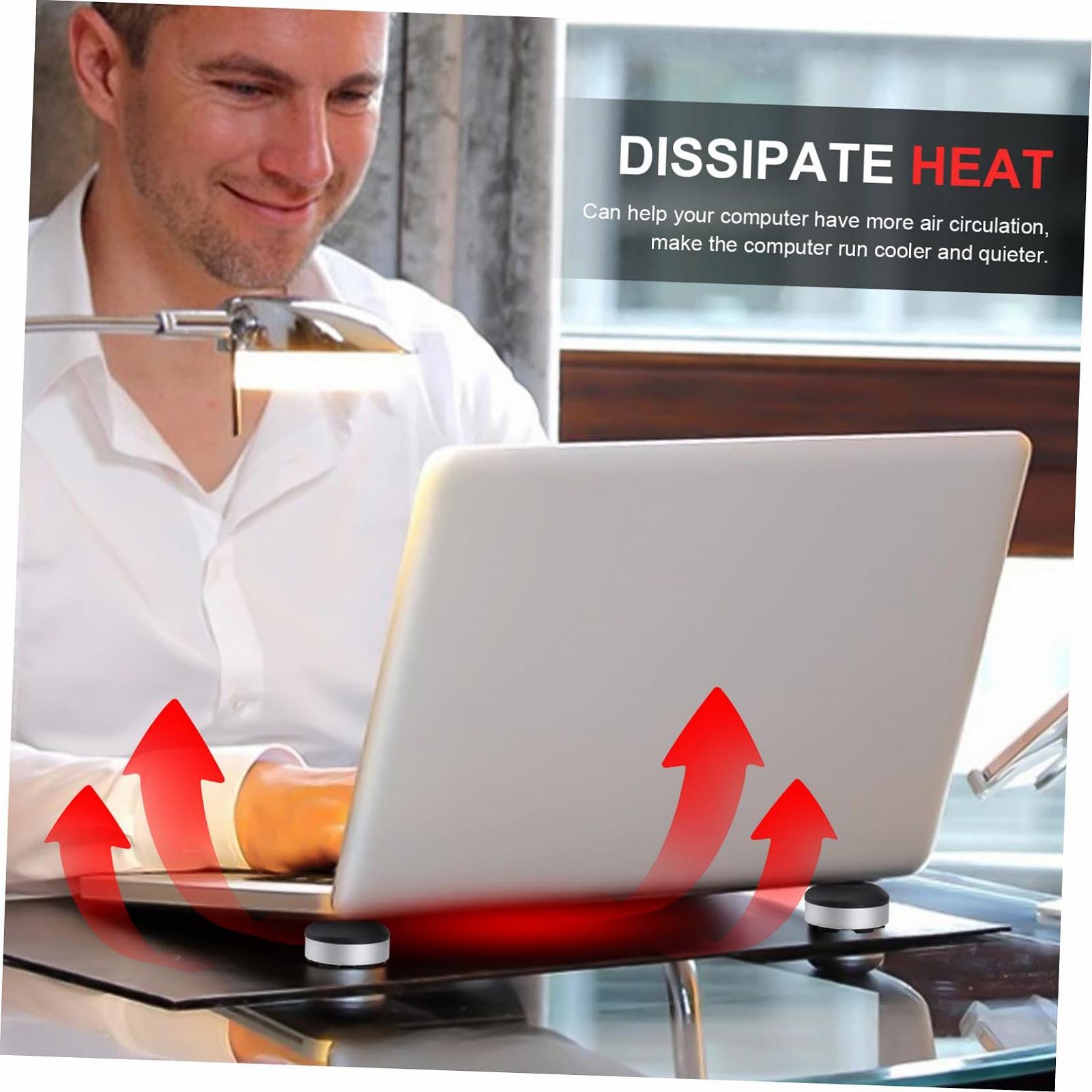 Подставка для ноутбука с функцией охлаждения, эргономичная наклонная нескользящая подставка для ноутбука, подкладка для рассеивания тепла, портативная, черная, для офиса и дома, фото №3 Подставка для ноутбука с функцией охлаждения, эргономичная наклонная нескользящая подставка для ноутбука, подкладка для рассеивания тепла, портативная, черная, для офиса и дома, фото №3