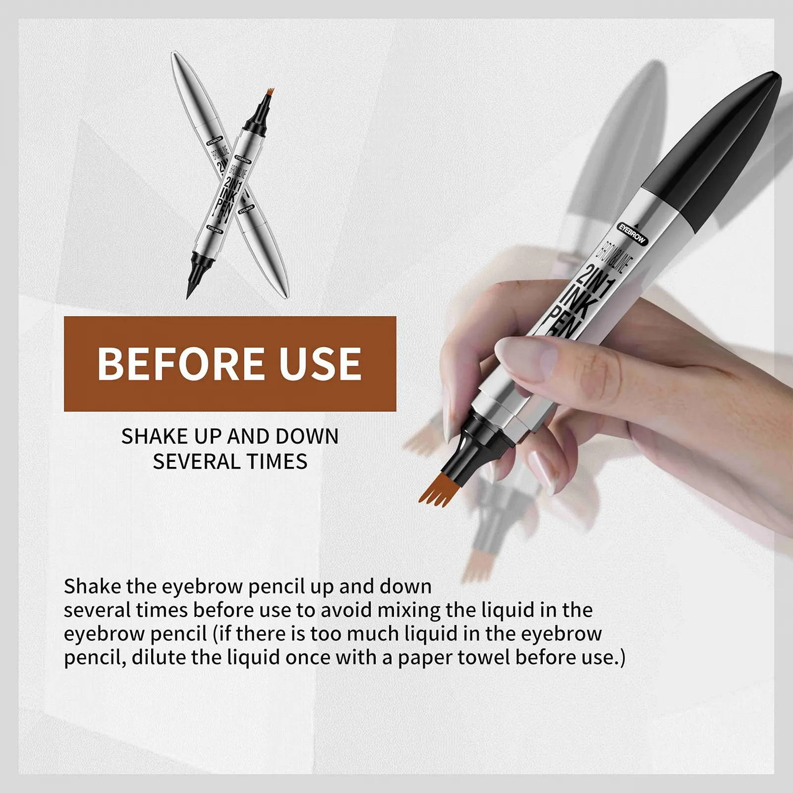 Олівець для брів та підводка 2-in-1 Waterproof Microblading 4-Prong Micro Fork Tip Light Brown, фото №4