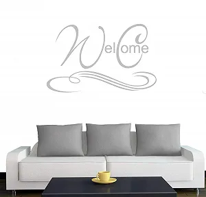 Наклейка на двері A138 WC Welcome Світло-сіра 30 x 18 см - Фото 1