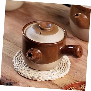 Кастрюля керамическая Малая с носиком и теплоизолирующей ручкой, термостойкая synthetic.ua - Фото 1