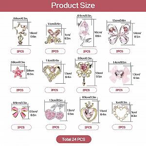 Набор украшений для ногтей (24 шт.) Цветы Вишня Звезда Бант Камни Блестки Камни для ногтей Самодельные украшения для ногтей Ювелирные изделия для ногтей Y2K Милые стразы synthetic.ua - Фото 1