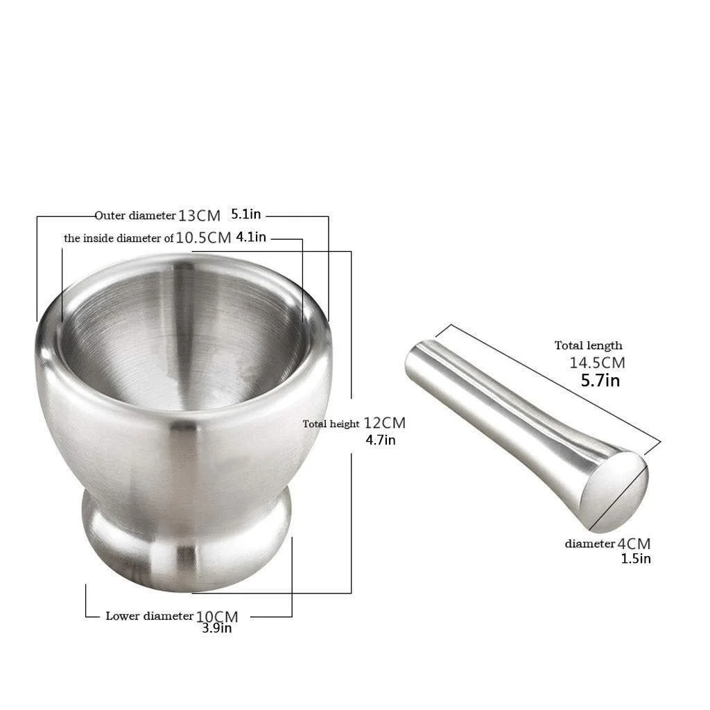 Ступка з товкачиком 304 Нержавіюча сталь, фото №2