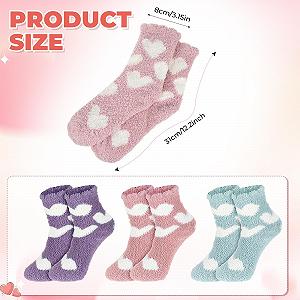 Носки Abeillo, 3 пары, Пушистые носки из кораллового флиса, Зимние носки, Теплые эластичные носки для сна, Домашние носки для зимы, Рождественские (Узор сердца) synthetic.ua - Фото 1