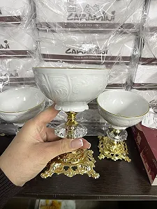 Креманки на золотій ніжці Венеція із золотою окантовкою - Фото 1