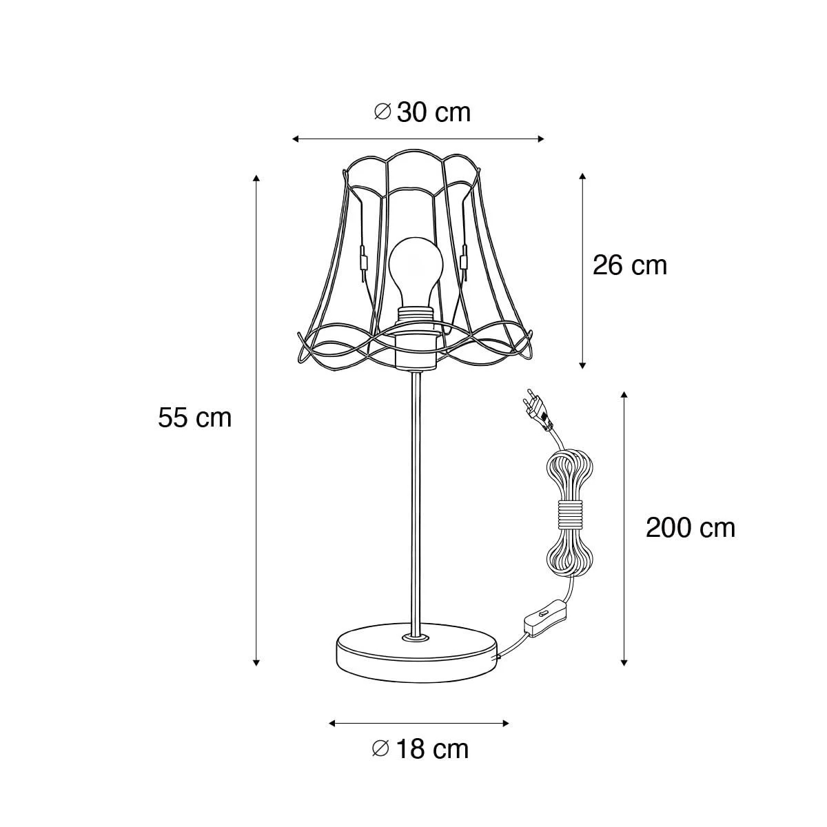 Настільна лампа Qazqa Kaso I Retro E27 30 см Чорна/Латунь, фото №1