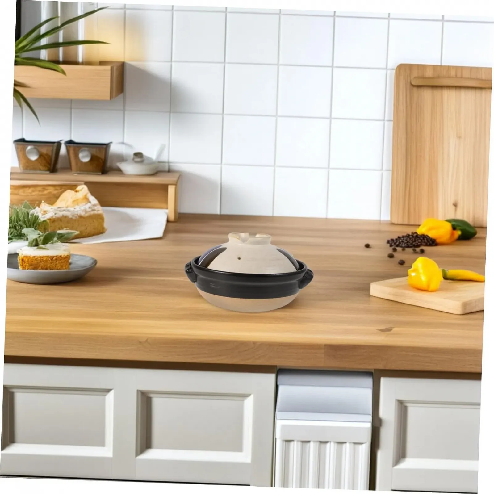 Кастрюля VALICLUD Керамическая Японский стиль Жаропрочная с крышкой 2 ручки, фото №6