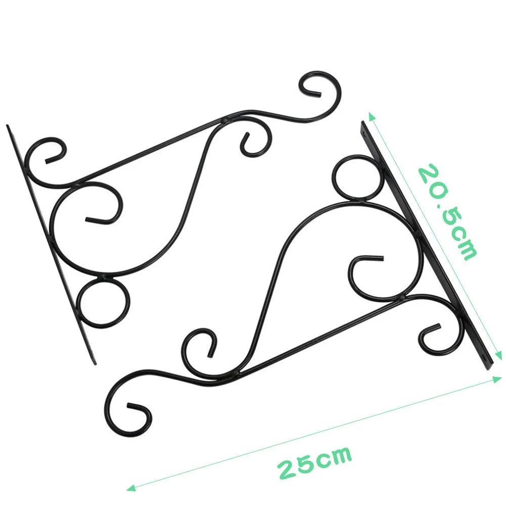Кронштейны для подвесных корзин 3 шт. Настенные крючки из черного металла для фонарей и декора с 6 винтами, фото №2
