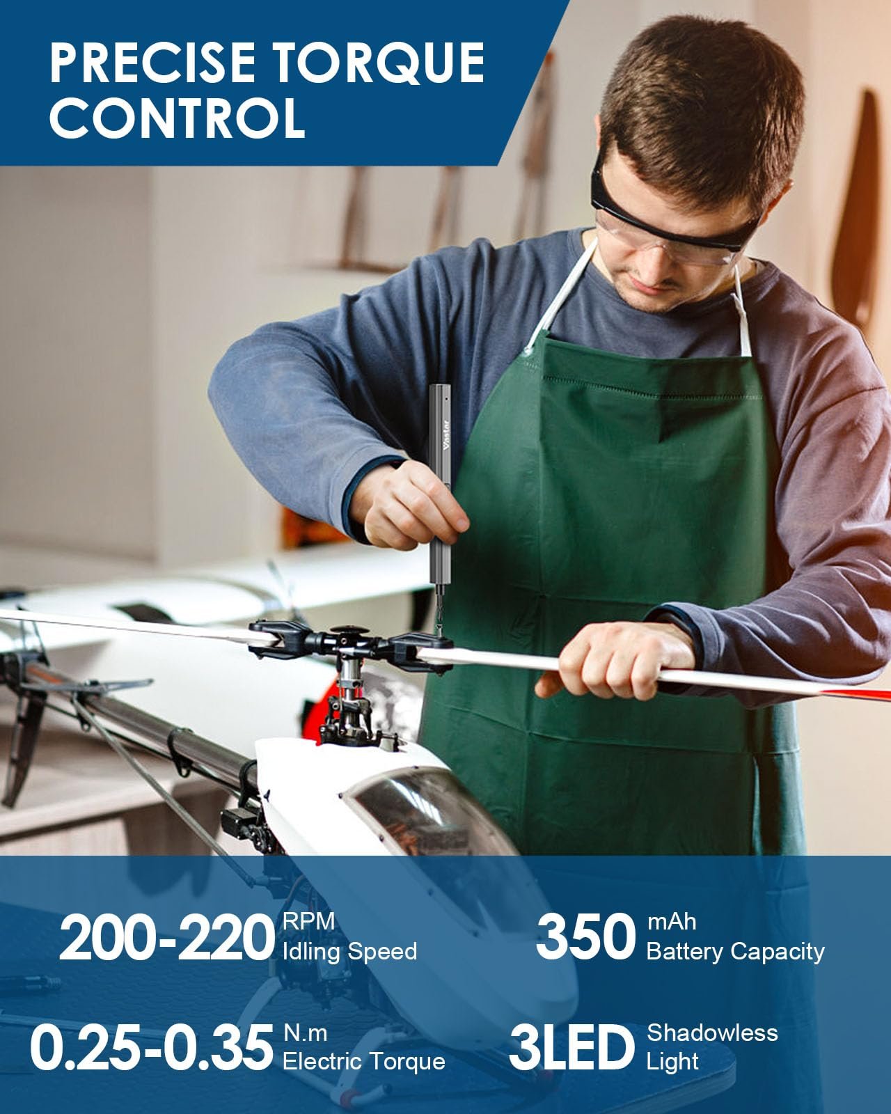 Електрична викрутка Vastar Cordless Mini Precision Set 34 Magnetic Precision Bits Portable Repair Tool Kit LED Lights, фото №4