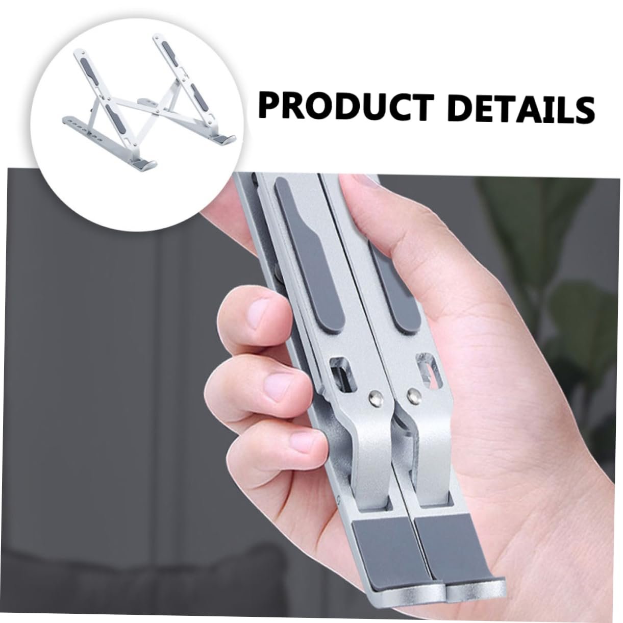 Підставка для ноутбука алюмінієва складана, регульована по висоті, стабільна, ергономічна, портативна, міцна, сумісна з усіма ноутбуками, фото №8