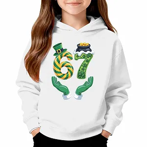 Худи с принтом 67 Meme, Толстовка с длинными рукавами и капюшоном, Удобная мягкая толстовка на День Святого Патрика, Новая толстовка, Повседневный джемпер для мальчиков и девочек - Фото 1