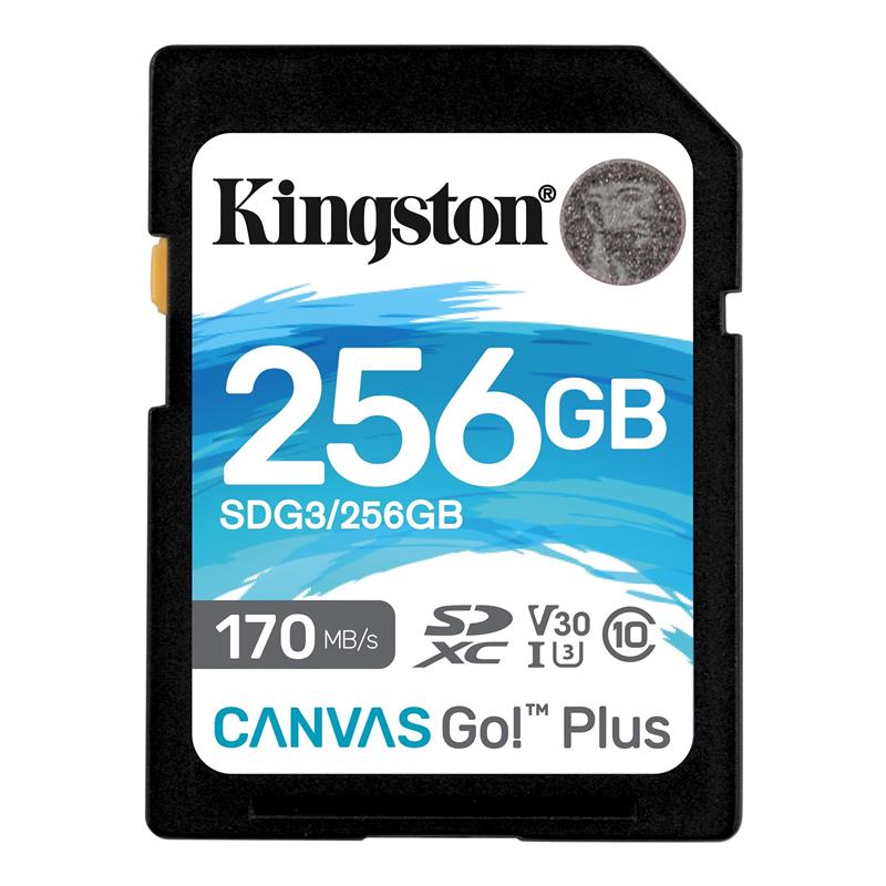 Карта памяти SDXC 256GB UHS-I/U3 Class 10 Kingston Canvas Go Plus R170/W90MB/s SDG3/256GB, фото №1