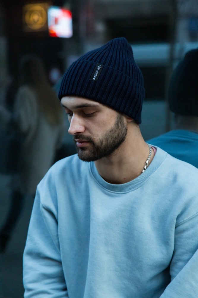 Шапка с подворотом Intruder Long синяя, фото №3