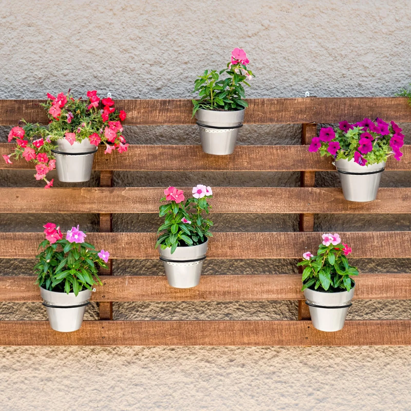 Настенный держатель для цветочных горшков набор 6 шт 11 см с винтами черный, фото №3