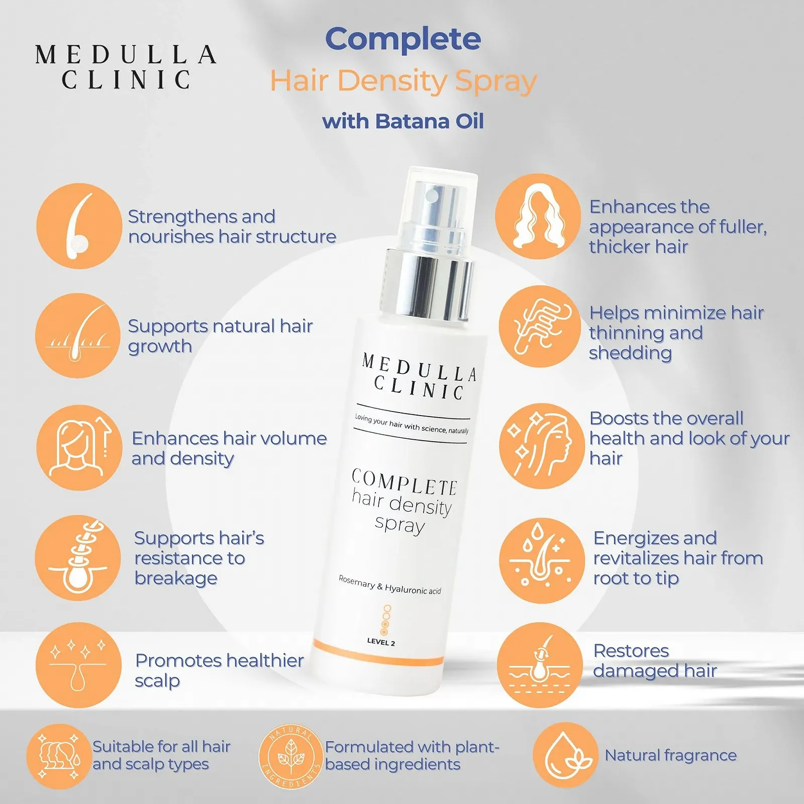 Спрей для росту волосся Medulla Clinic з олією Батани, розмарином, біотином і кофеїном, фото №3 Спрей для росту волосся Medulla Clinic з олією Батани, розмарином, біотином і кофеїном, фото №3