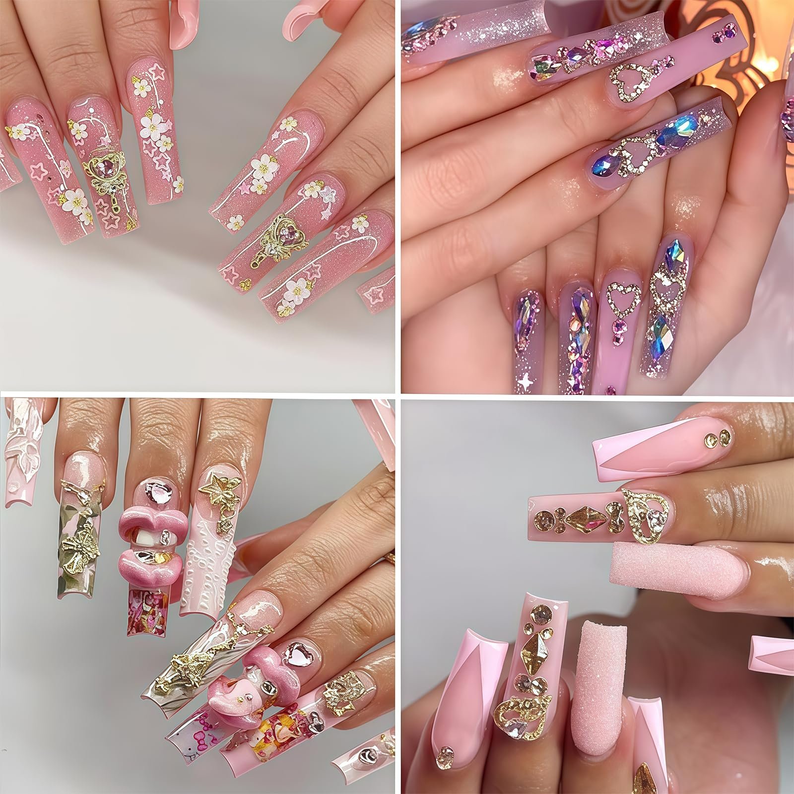Украшения для ногтей 48 шт., набор украшений для ногтей со стразами, 3D украшения и драгоценные камни для ногтей, аксессуары для ногтей, стразы, фото №5