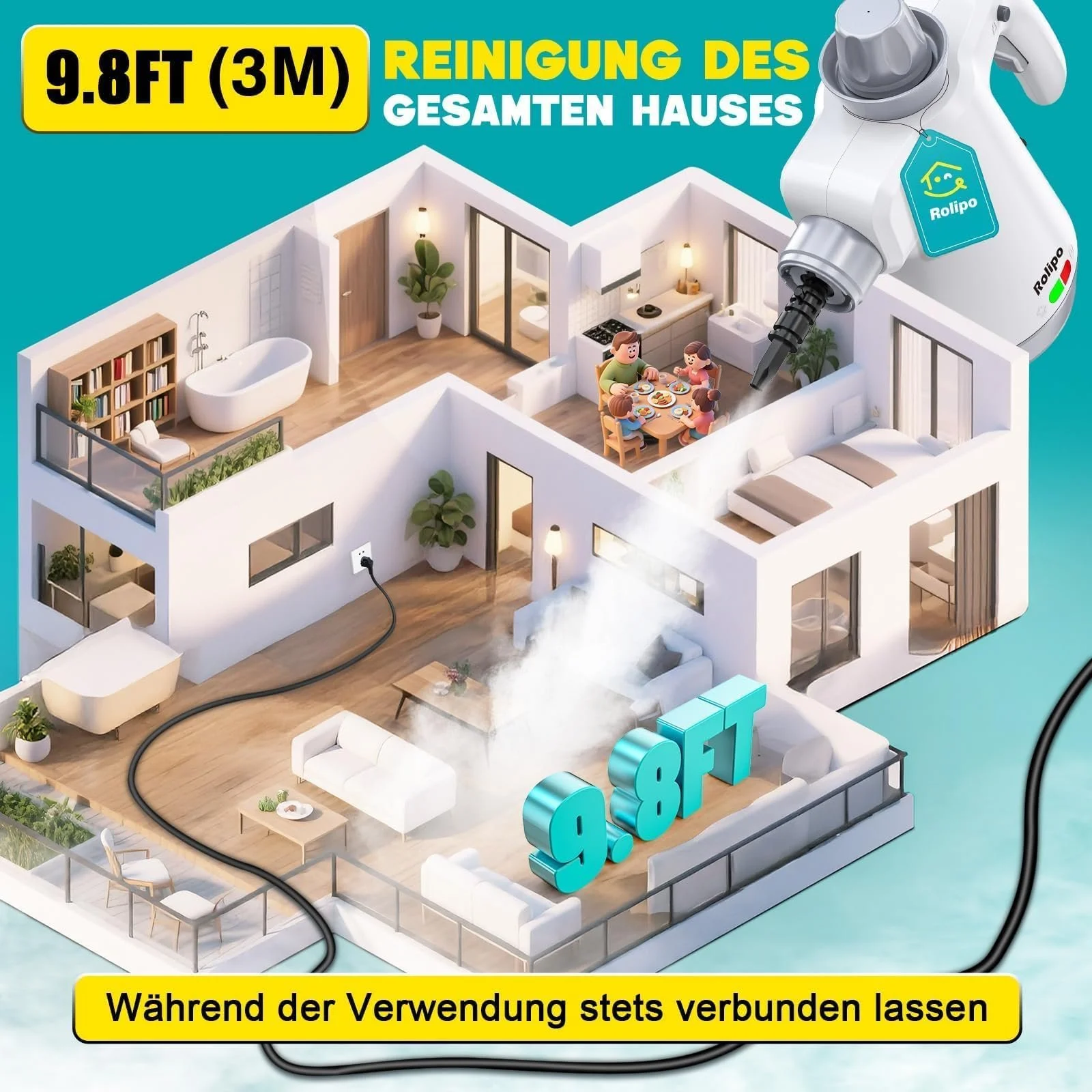 Пароочисник Rolipo ручний 1050 Вт 12 аксесуарів, фото №8