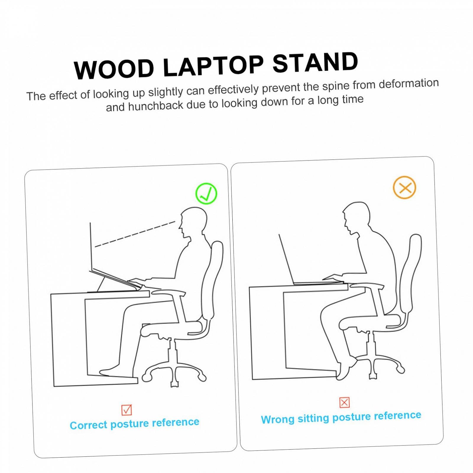 Дерев'яний Cтійка для ноутбука Настільний тримач для комп'ютера Ергономічна, фото №4