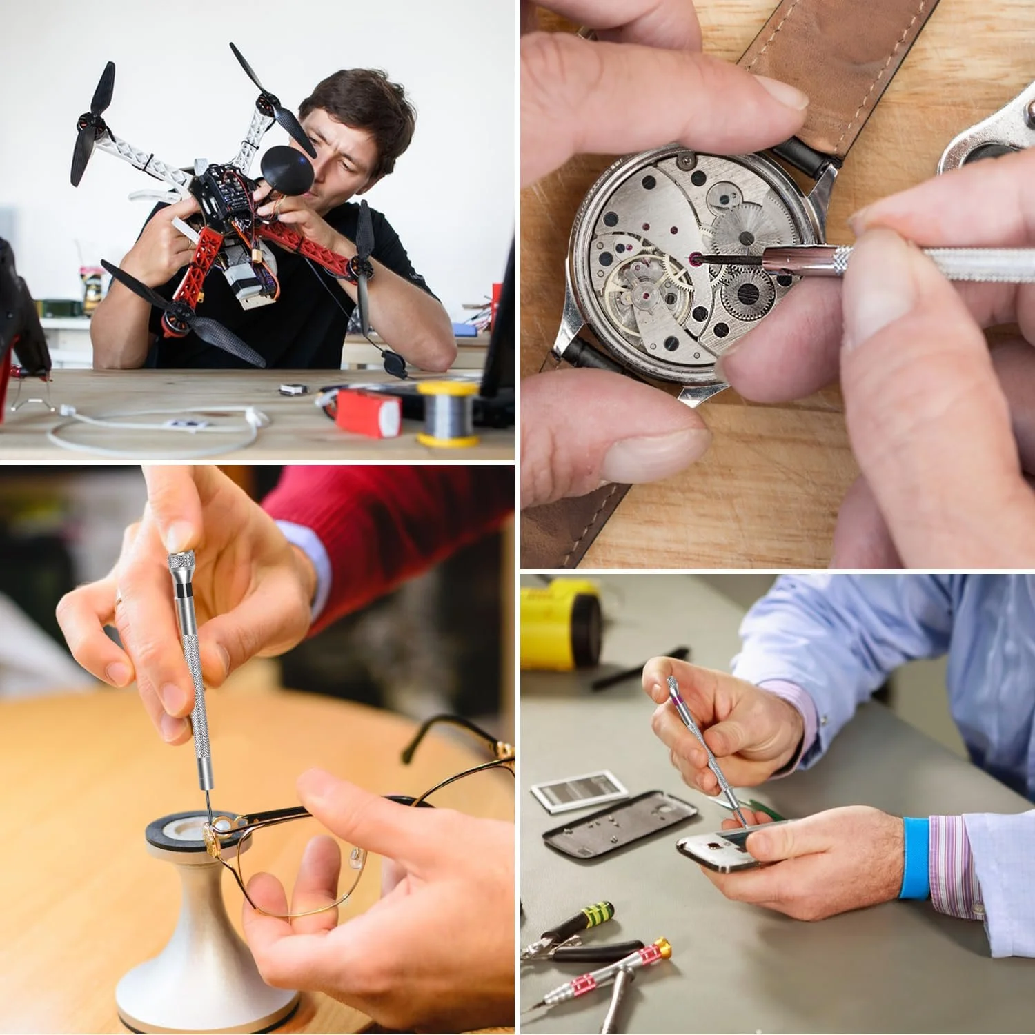 Набор отверток Ezydka для часовщиков 10 шт с пинцетом 0.6 мм - 2.0 мм Крестовые и шлицевые Отвертки для ремонта часов и очков, фото №7