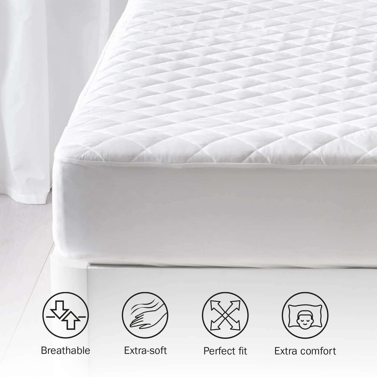 Наматрасник Pikolin Home стеганый Letto 90 x 190/200 см Bianco, фото №6