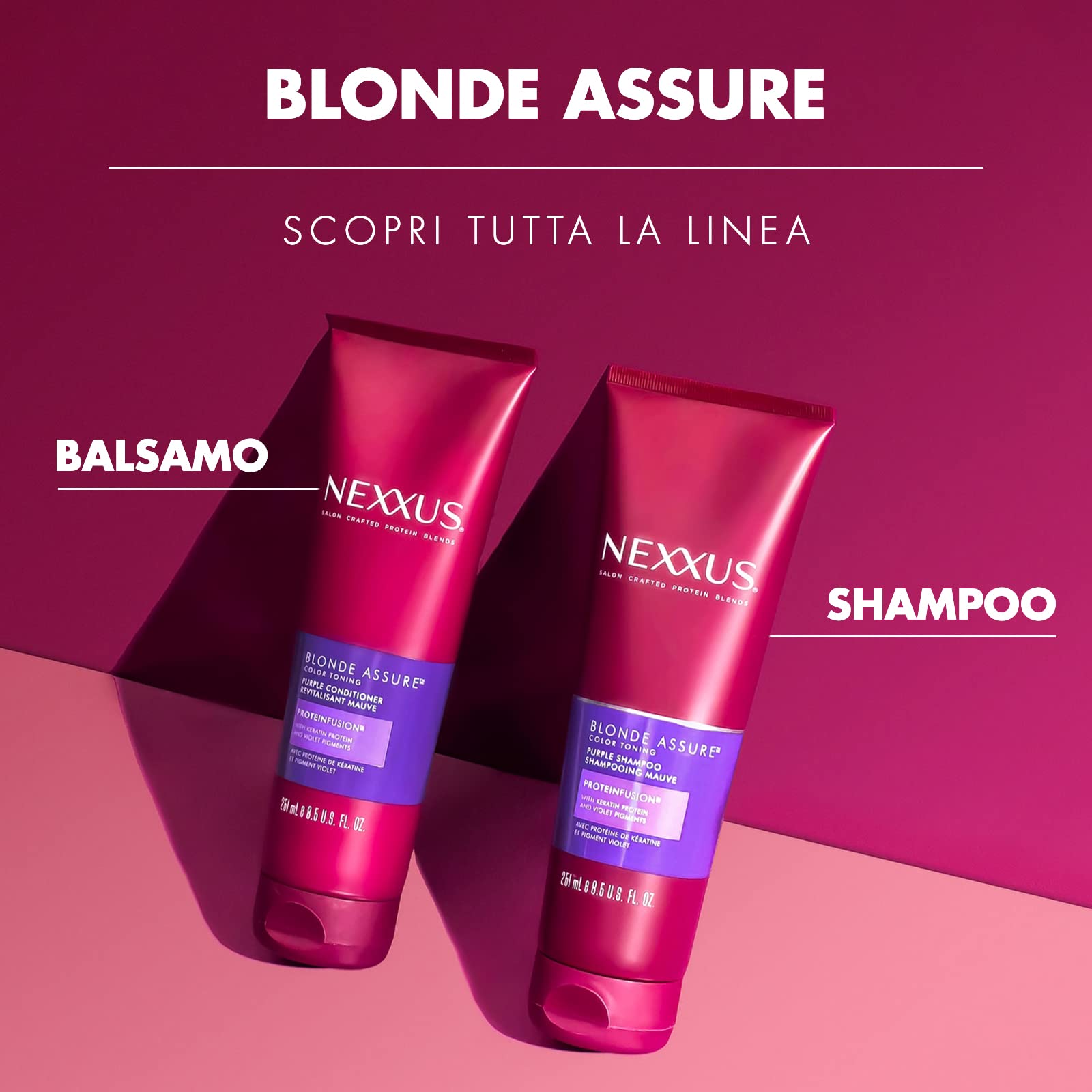 Шампунь Nexxus Blonde Assure для светлых, осветленных, платиновых или серых волос с кератином и формулой с фиолетовым пигментом. Упаковка 250 мл, фото №5