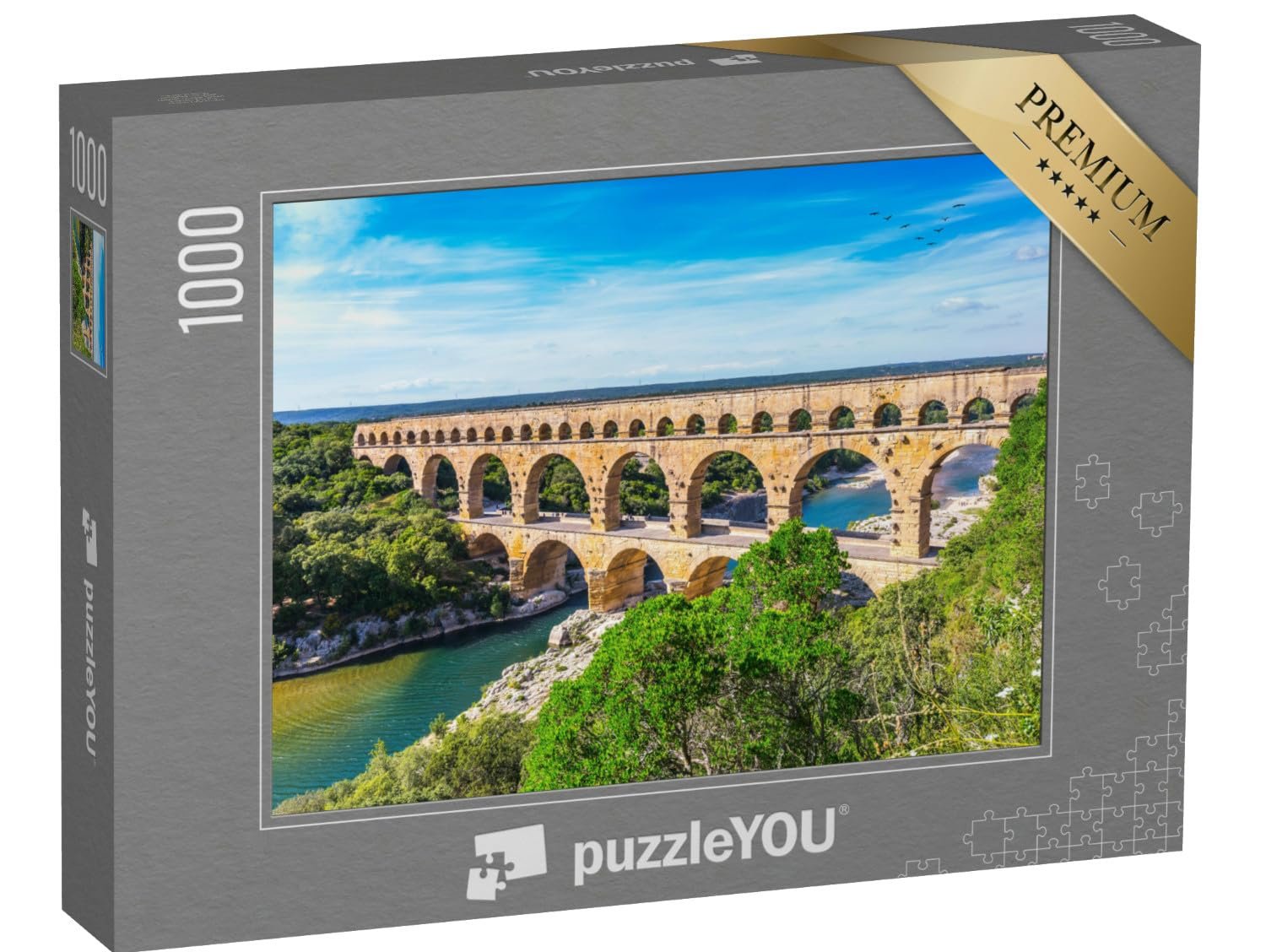 Пазл puzzleYOU Трехъярусный акведук Пон-дю-Гар, построенный в римскую эпоху на реке Гардон 1000 деталей, фото №1