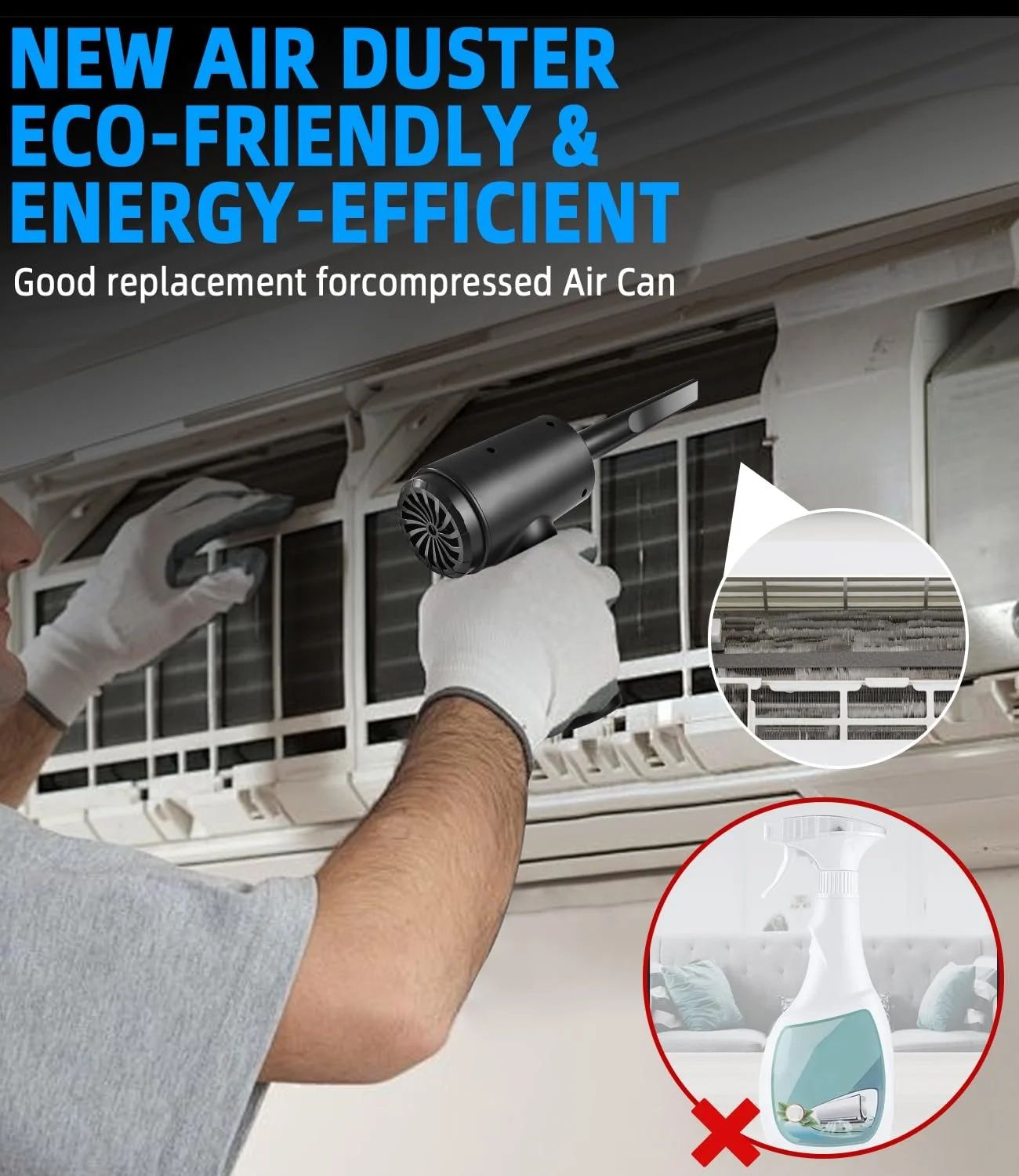 Акумуляторна повітродувка Yulado 7.2 KPA 3 швидкості з підсвіткою та аксесуарами, фото №6