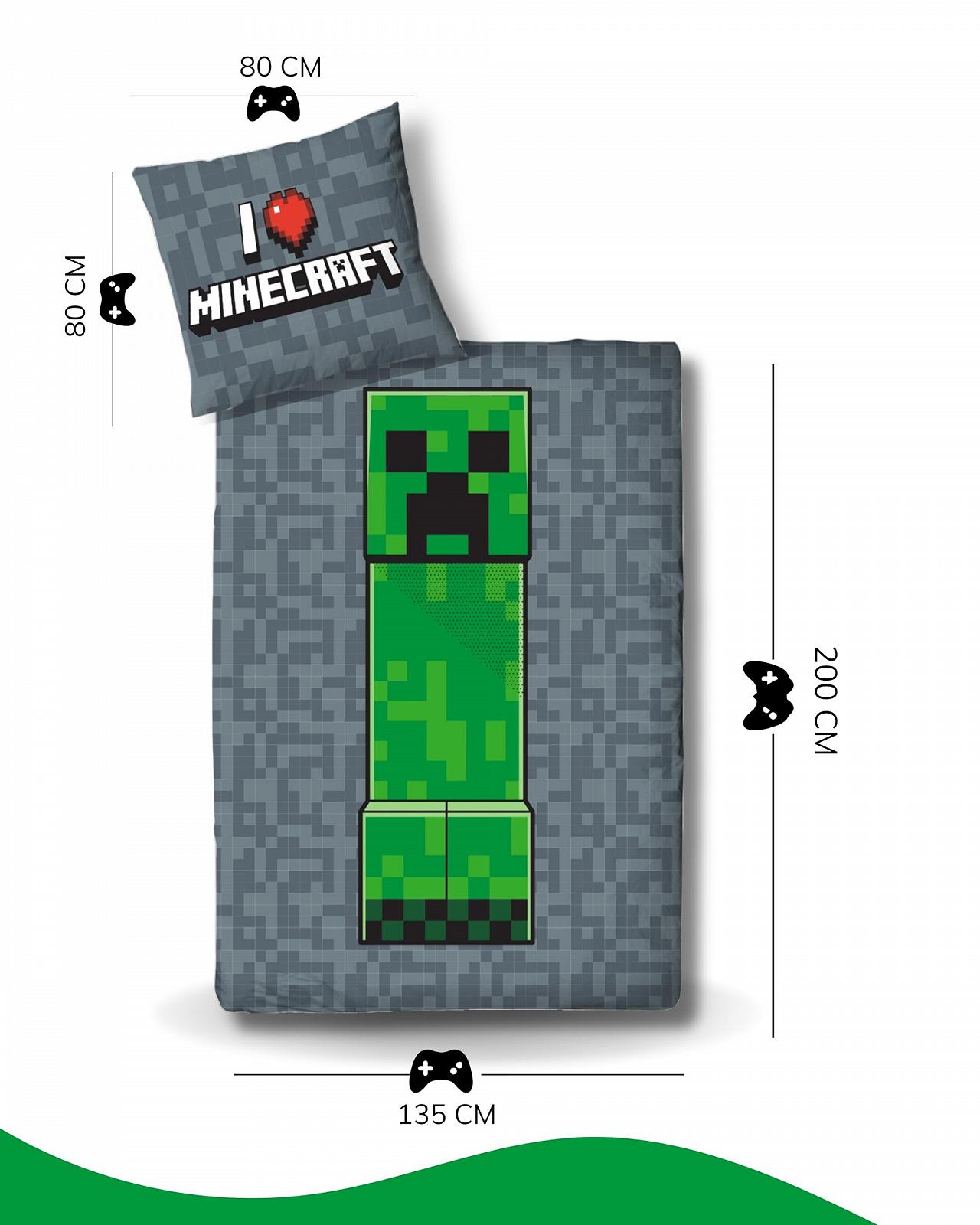 Постільна білизна Фланель Minecraft 135 x 200 см, 1 наволочка 80 x 80 см, 100% бавовна, дитяча, фото №4