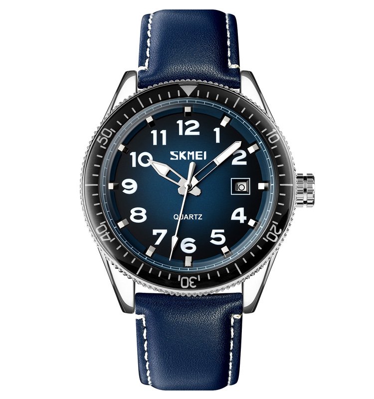 Годинник Skmei 9232LSIBU Silver-Blue-Leather Strap, фото №1
