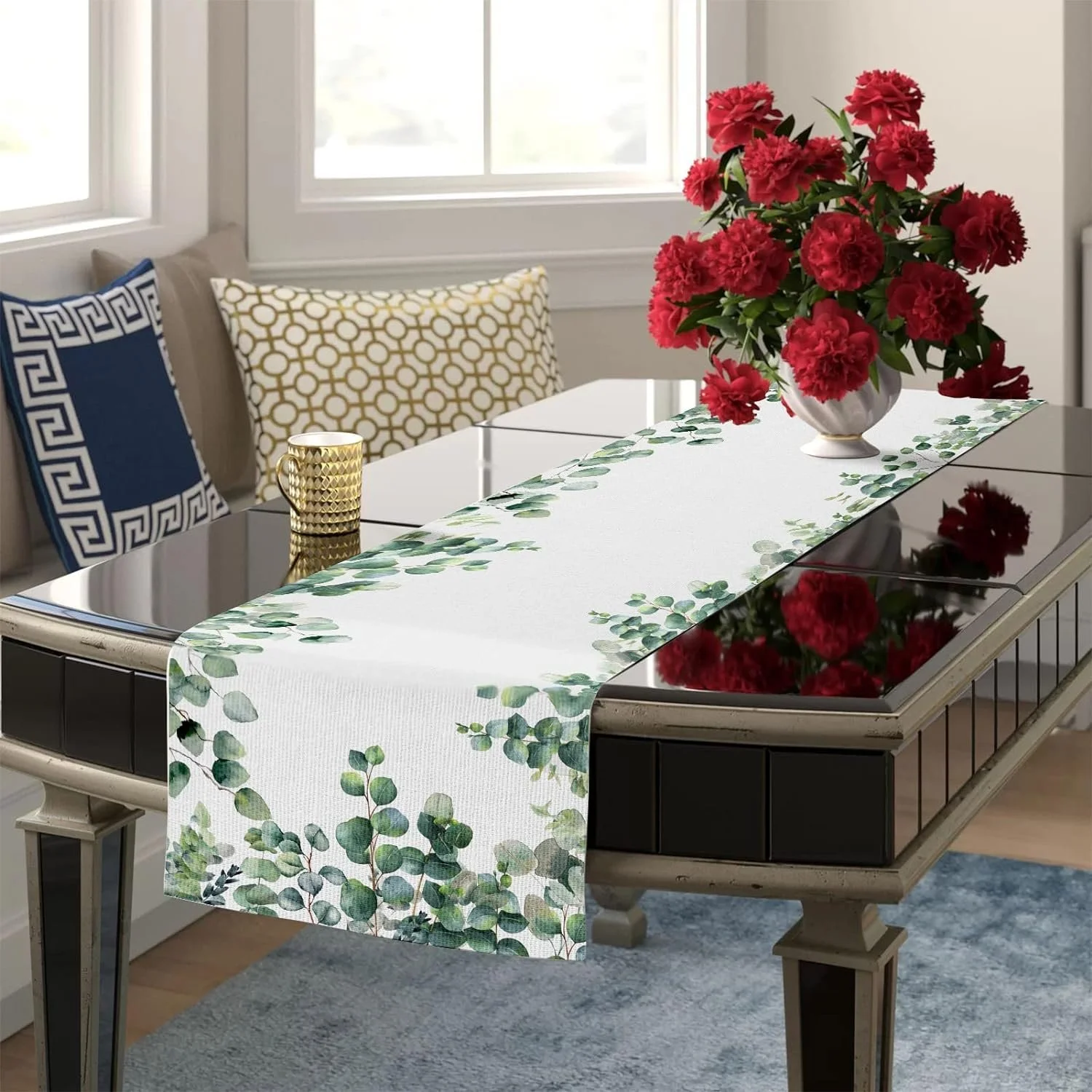 Ранер для столу Eucalyptus Spring Green Leaf 40 x 140 см зелений, фото №4