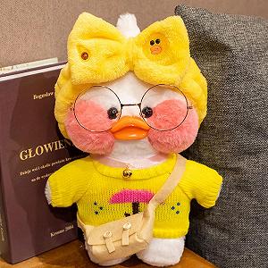 Утка лалафан - желтая повязка Lalafanfan Уточка Мягкая игрушка Cafe mimi duck - Фото 1