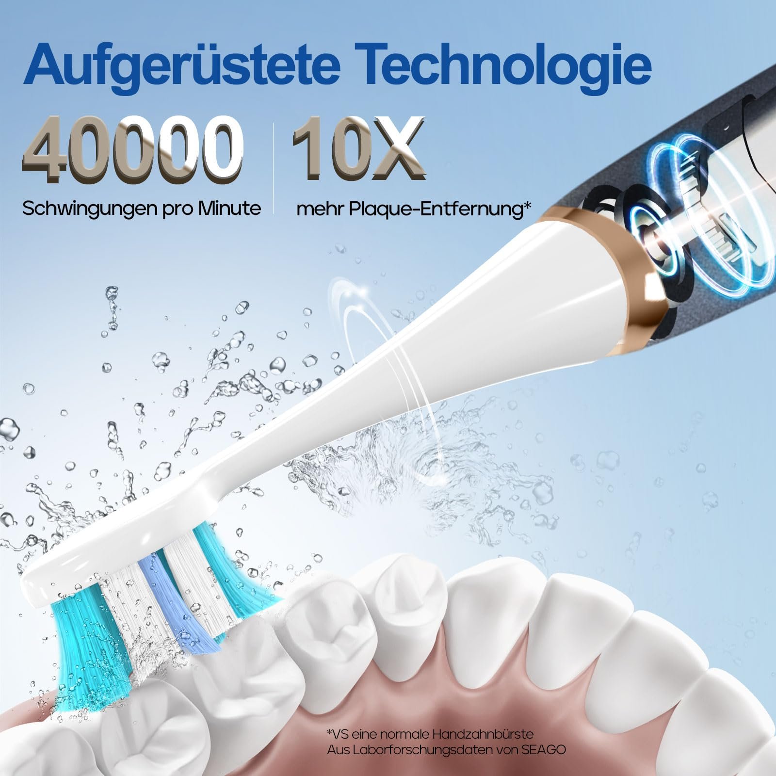 Електрична зубна щітка Seago Sonic SG2753 5 режимів Blue, фото №2