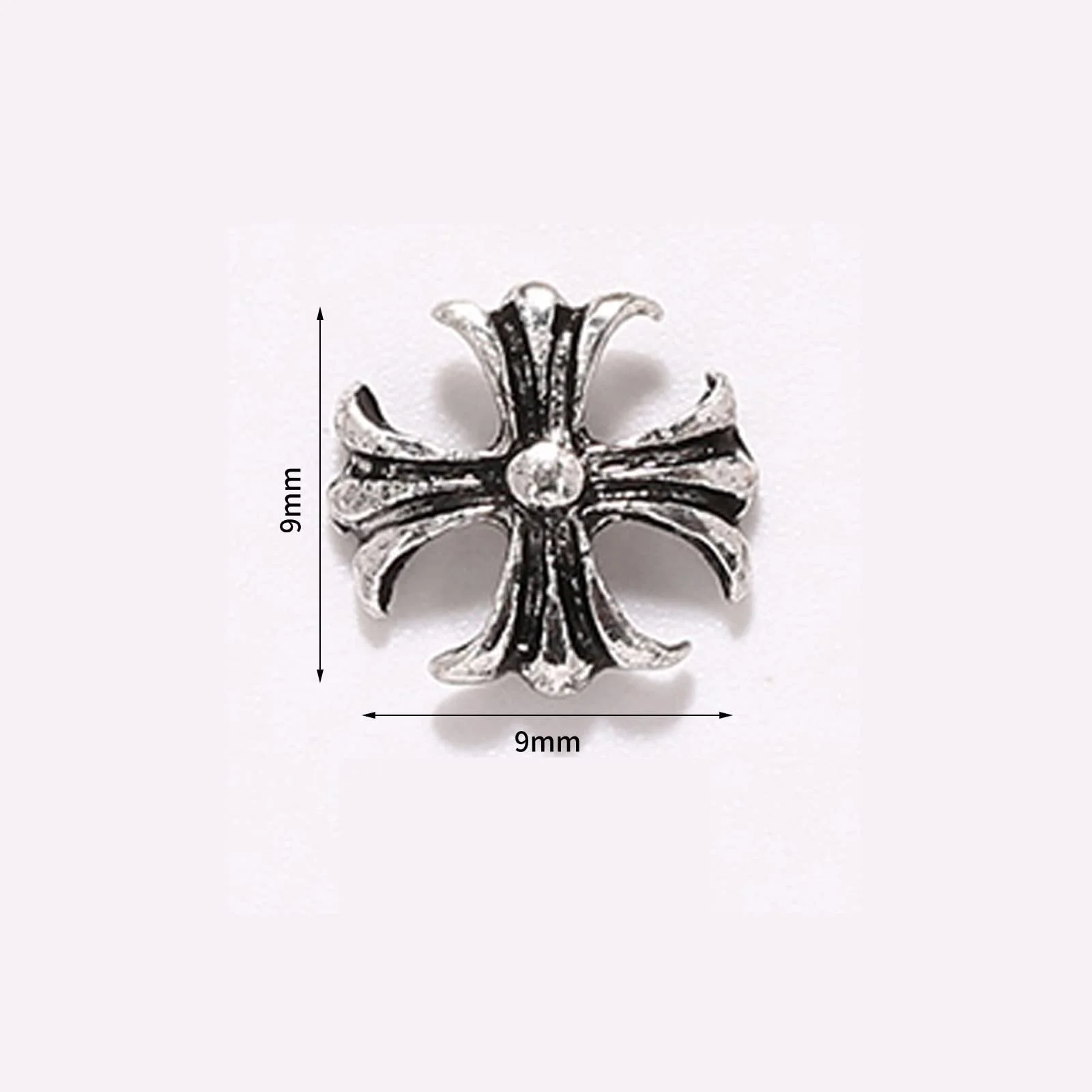 Стразы для ногтей 3D DIY Металлические заклепки в стиле ретро панк, 10 шт, 9x9 мм, серебристый, фото №2