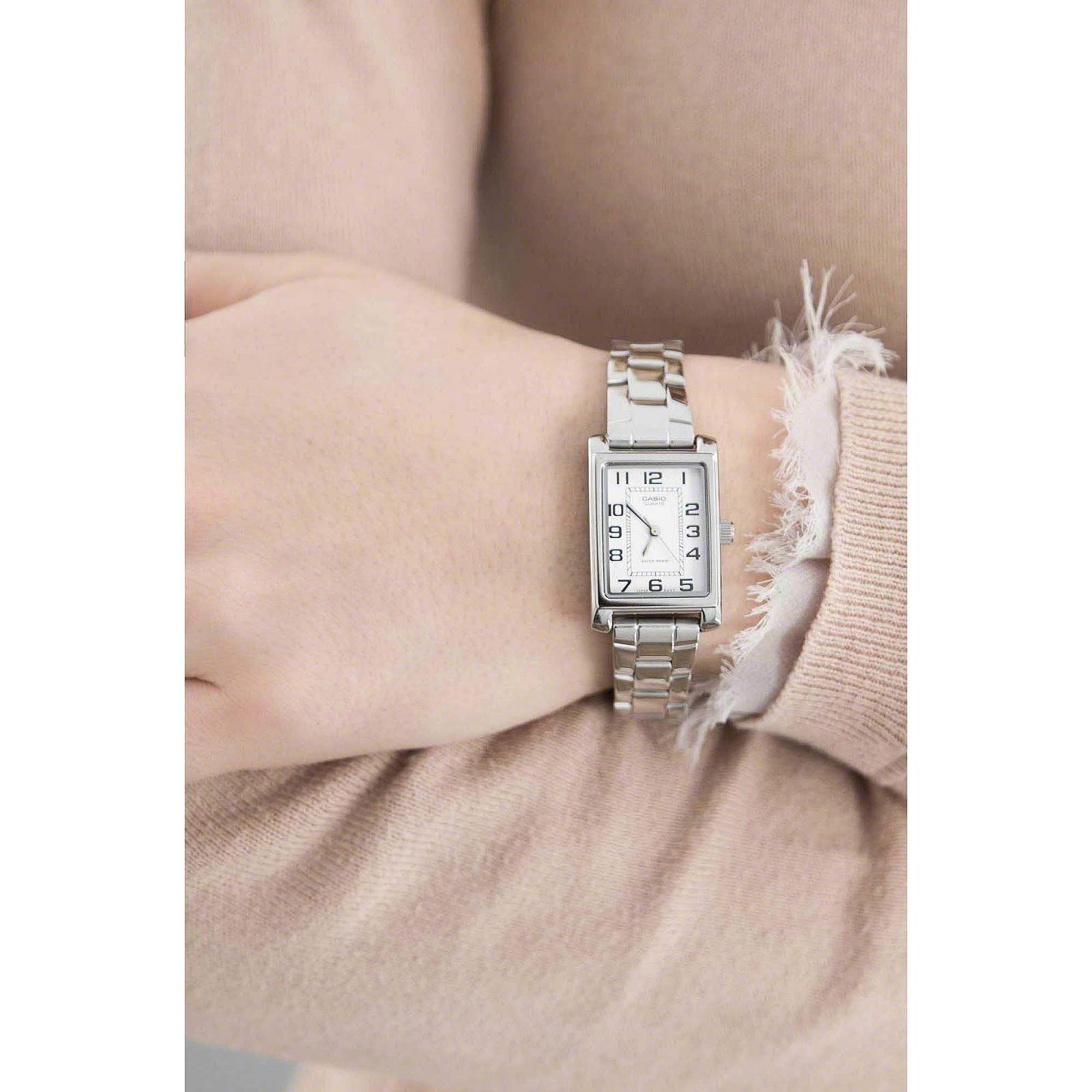 Женские Аналоговые Кварцевые Часы Casio LTP1234PD7BEF, серебристый, из нержавеющей стали, Браслет, фото №2