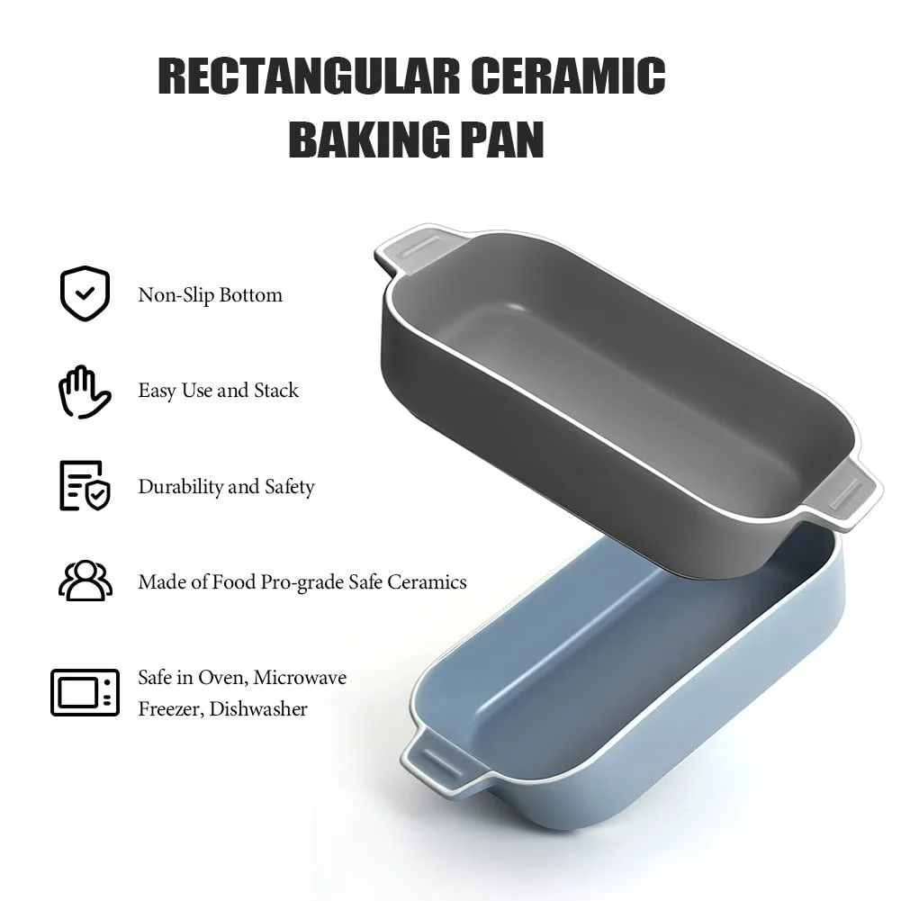 Форма для лазаньи керамическая прямоугольная с ручками 22 x 12 сантиметров Blue, фото №4