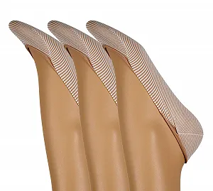 Жіночі шкарпетки-балетки смугасті пісочного кольору, 3 пари - Фото 1