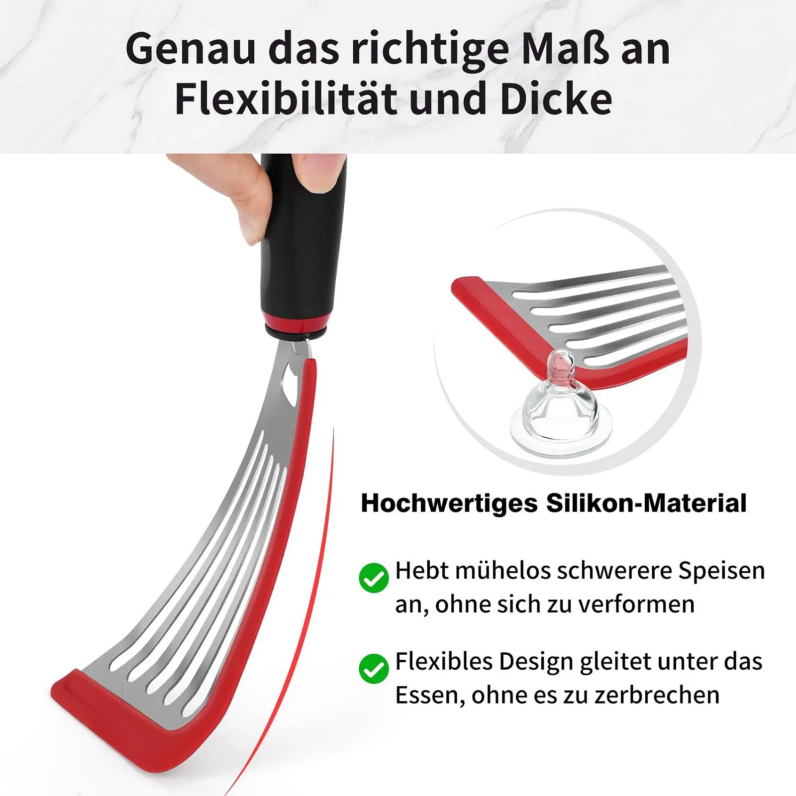 Лопатка для рыбы Silicone Stainless Steel Edge Heat Resistant Flexible and Thin, фото №3 Лопатка для рыбы Silicone Stainless Steel Edge Heat Resistant Flexible and Thin, фото №3