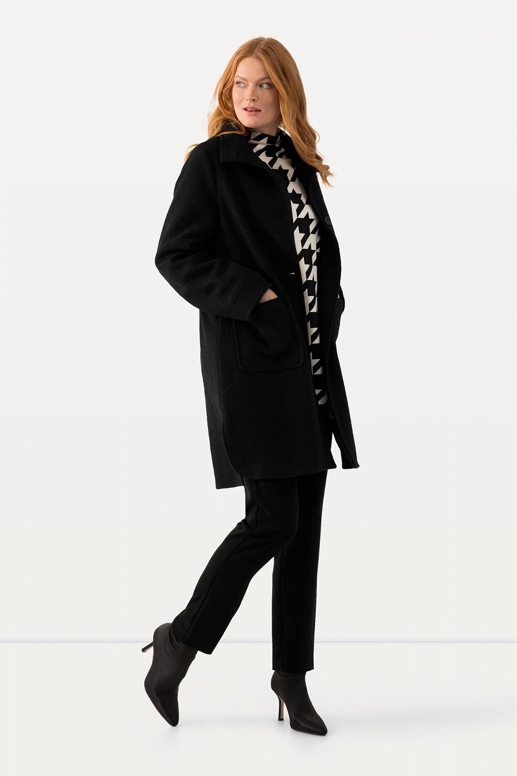 Пальто Ulla Popken Plus Size A-силуету з коміром-стійкою, вовна/суміш, модель 826596, фото №6