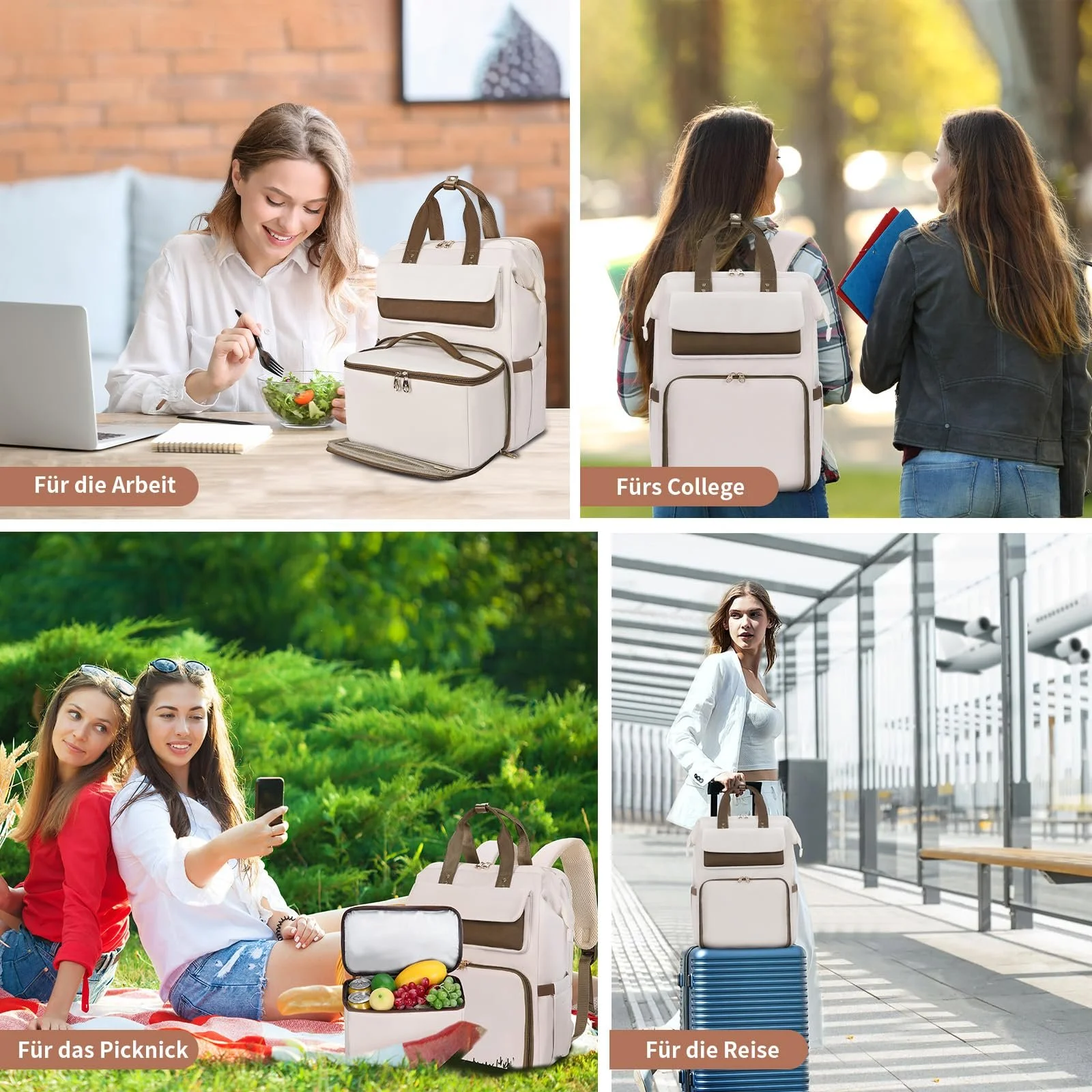 Рюкзак для ноутбука BERTASCHE Lunch 15.6 дюймів з термосумкою 2-в-1 Бежевий, фото №7 Рюкзак для ноутбука BERTASCHE Lunch 15.6 дюймів з термосумкою 2-в-1 Бежевий, фото №7