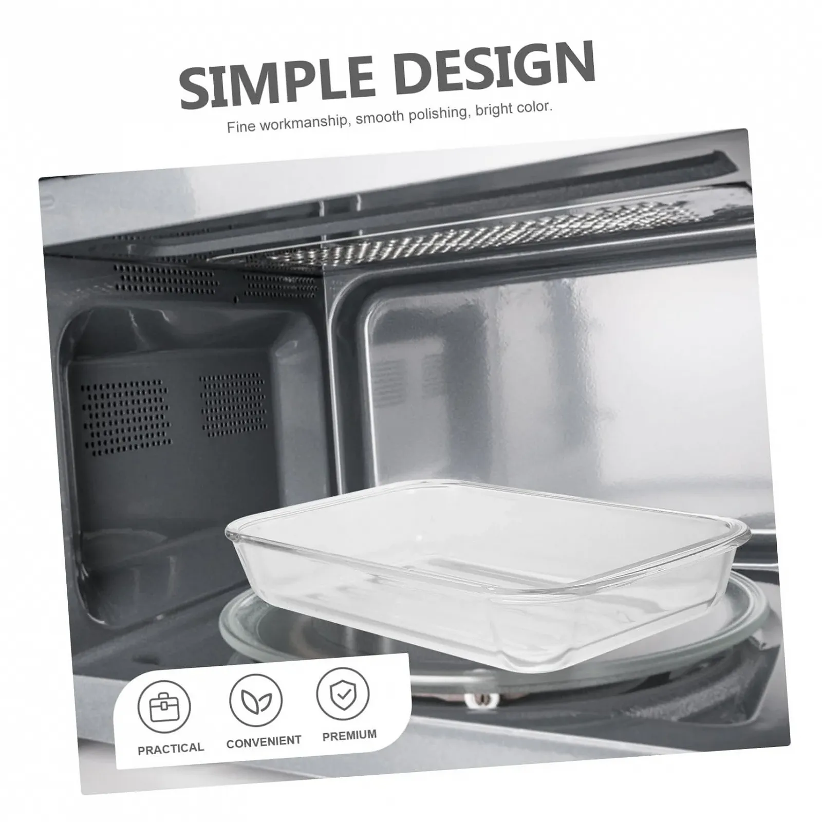 Велика скляна форма для випікання Luxshiny загартована прямокутна для мікрохвильової печі та духовки, фото №3