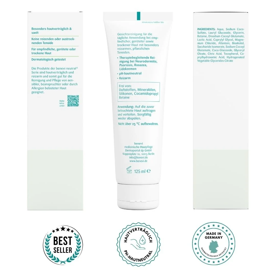 Засіб для вмивання Benevi Neutral для чутливої, подразненої, сухої шкіри, 2 x 125 мл, pH 5.5, фото №8 Засіб для вмивання Benevi Neutral для чутливої, подразненої, сухої шкіри, 2 x 125 мл, pH 5.5, фото №8
