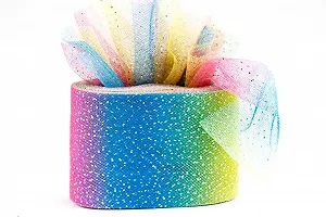 Фатин для бантиков Лентомания 57мм радужный с серебристыми точками (Tulle6-rnbw) - Фото 1