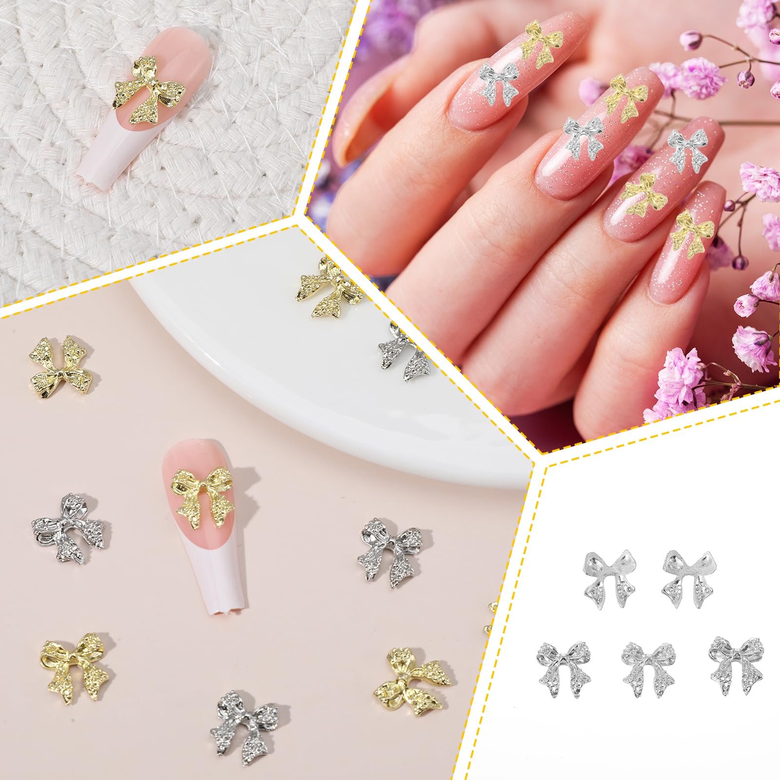 Прикраса для нігтів (100 шт.) Золотий, Срібний, фото №6