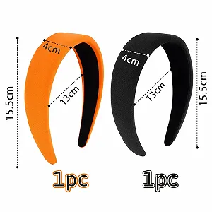 Жіночий Широкий Обруч для Волосся Чорний Помаранчевий synthetic.ua - Фото 1