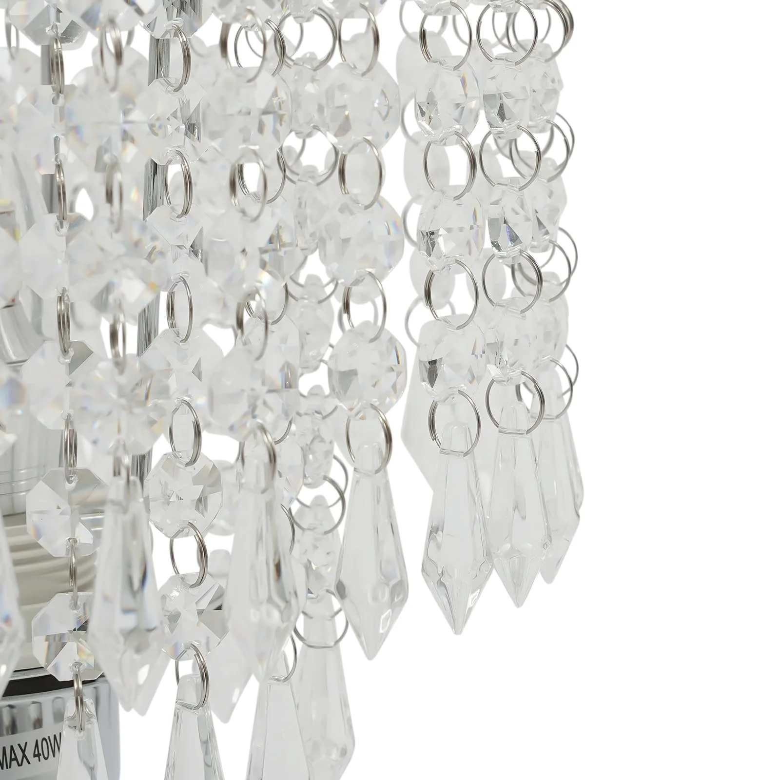 Настільна лампа кришталева E27 на круглій основі Срібляста, фото №8